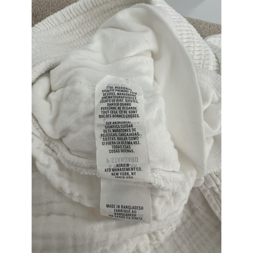 Aerie WhiteGauze Cotton Cargo Pants Elastic Waist Relaxed Wide Leg Trousers Sm - Picture 15 of 16
